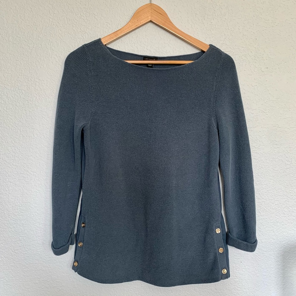 Ann Taylor Navy Blue Quarter Sleeve Blouse